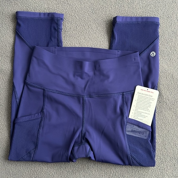 lululemon athletica Pants - LK NEW Lululemon Fast Light Crop High Rise Tights Leggings EMPO Blue Womens 4 S